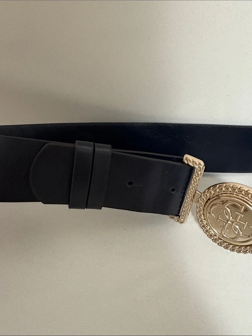 Guess Navy Leather Waist Belt